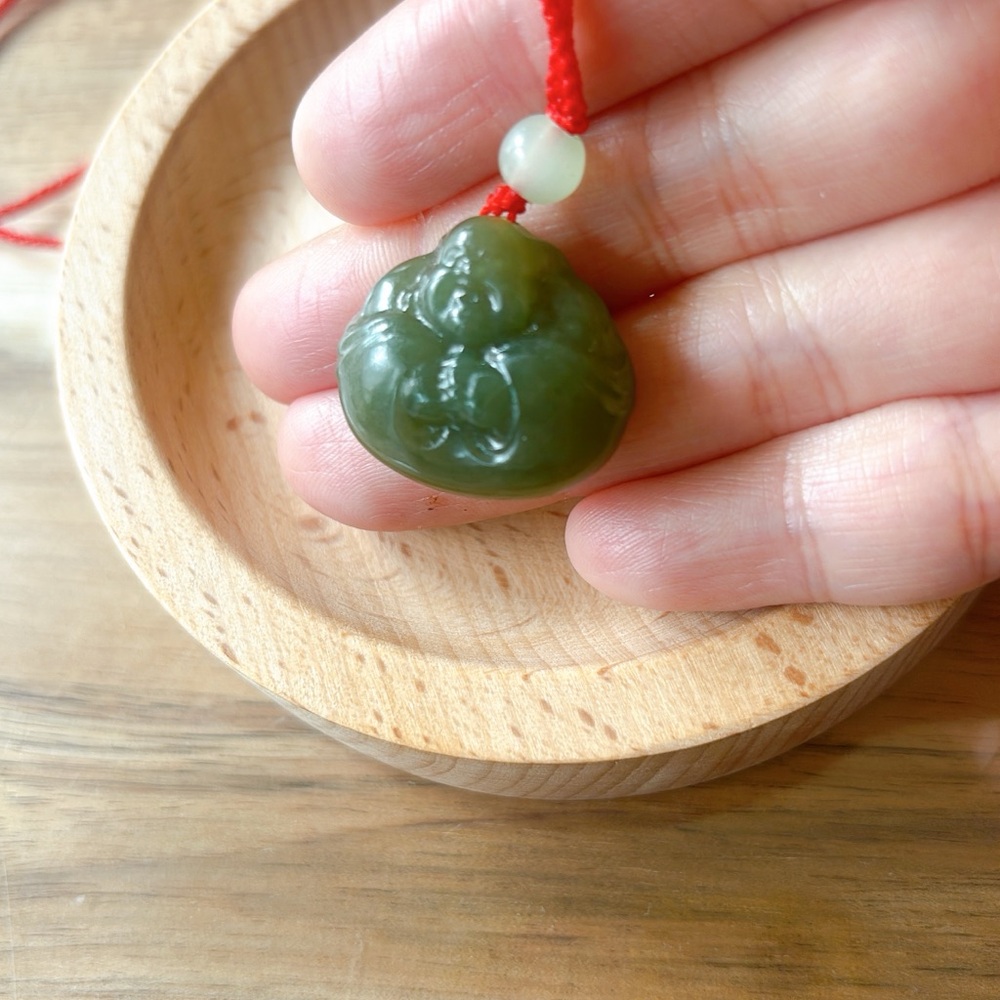 Green Jade Buddha Pendant Necklace